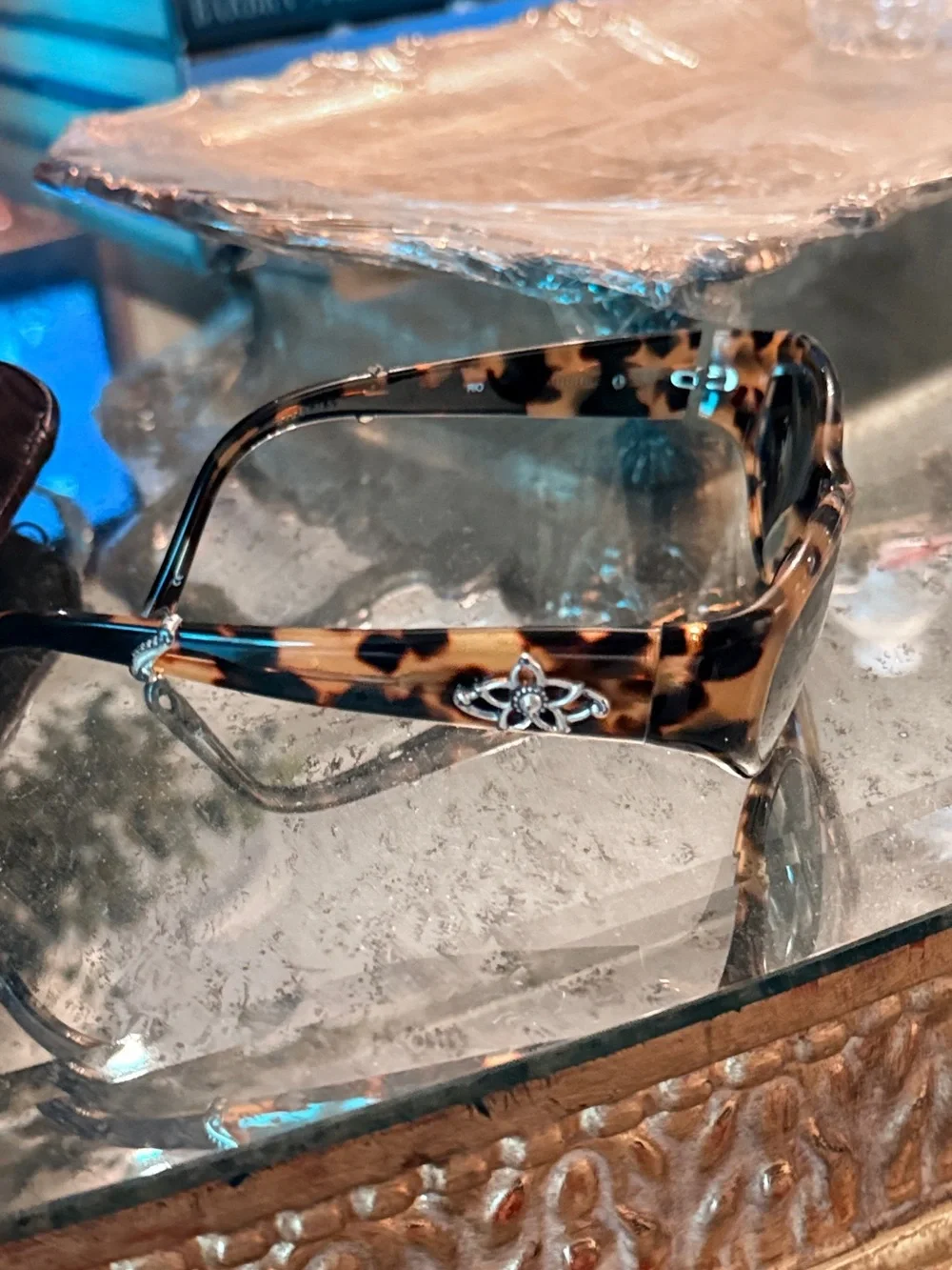 Brighton Tortoise Shell Oval Sunglasses with Green Lenses